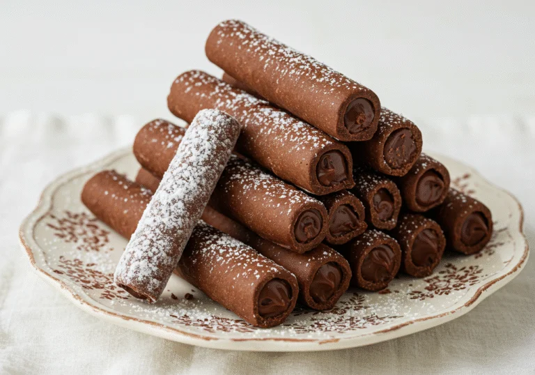 Beautifully arranged cigarrillo de chocolate, perfect for dessert enthusiasts.