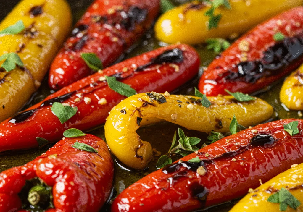 Pimiento Italiano Asado terminado, con colores vibrantes y listo para degustar.