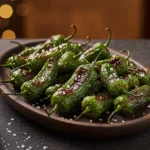 Deliciously presented Pimientos de Padron Fritos, perfect for sharing at any gathering.