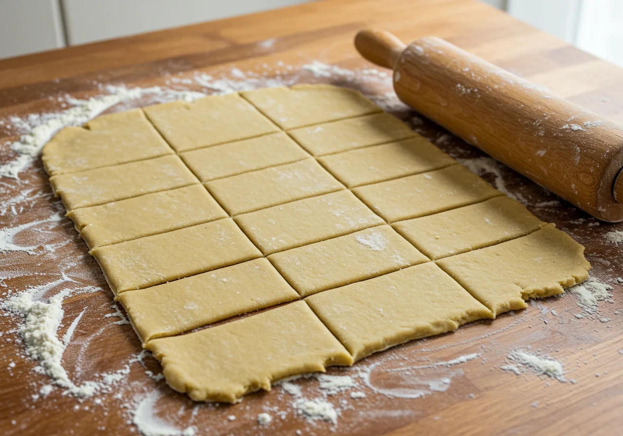 Rectangles of dough cut for making pop tarts, showcasing ingredients for homemade tarts.