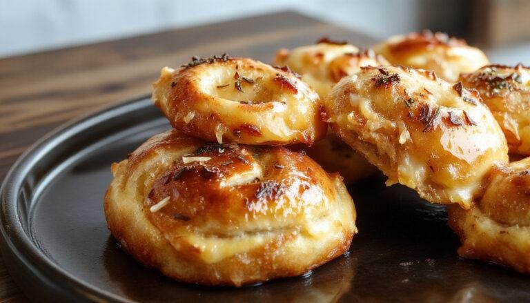 Bao de cerdo desmechado, con pan al vapor suave y esponjoso, relleno con cerdo desmechado jugoso y glaseado, presentado en un plato tradicional con un toque artÃstico, mostrando la textura acolchada del pan y el relleno aromático y brillante.