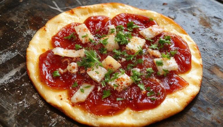 Un plato de carpaccio de ternera finamente cortada, dispuesta en capas sobre un plato blanco, adornada con rúcula fresca, lascas de parmesano, y un chorrito de aceite de oliva, todo presentado con elegancia y simplicidad en un fondo neutro.