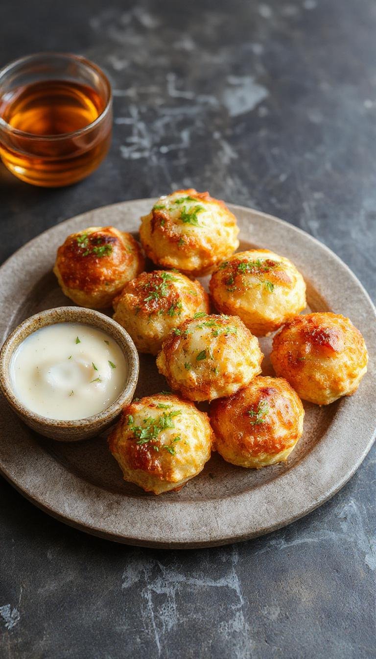 Carraya de croquetas de jamón ibérico doradas y crujientes en un plato blanco, con una textura cremosa visible en el interior, acompañadas de una ramita de perejil y pequeñas porciones en un estilo elegante y apetitoso.
