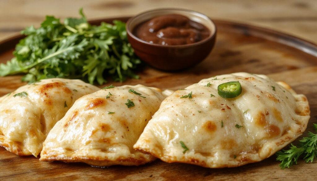 Empanada gallega de tamaño considerable, con una corteza dorada y crujiente, rellena de trozos de atún y pimientos coloridos, visible en el corte exterior. La masa presenta una textura elaborada y casera, con bordes bien sellados y superficie ligeramente ondulada, en un plato de madera que resalta su presentación tradicional.