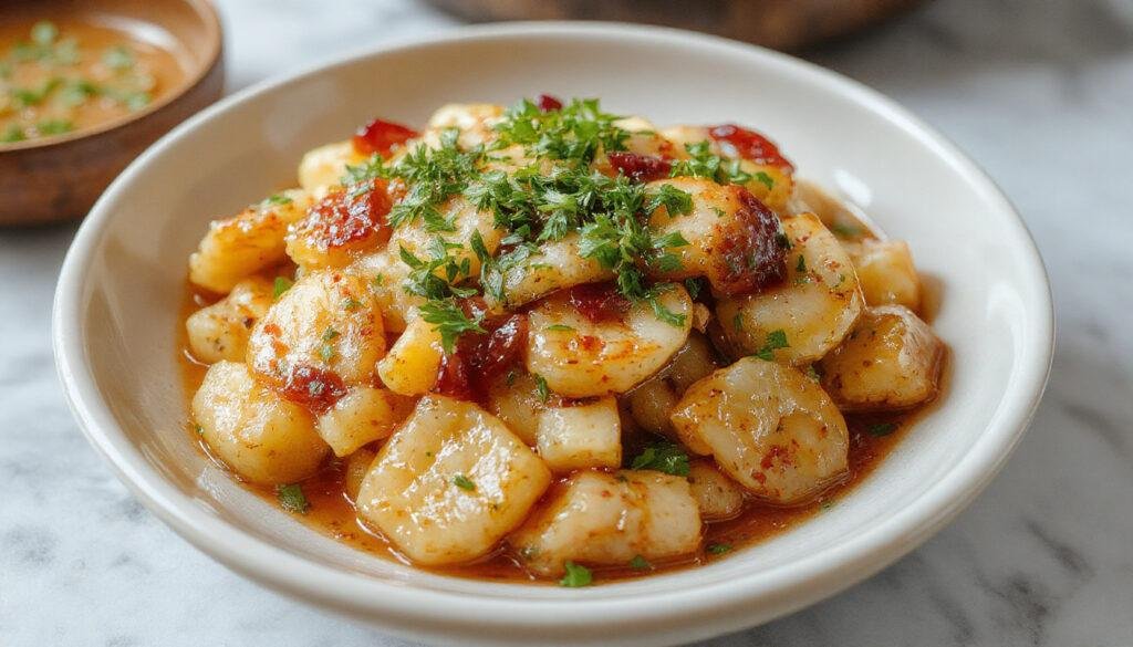 Ensalada de lentejas en un plato hondo, con lentejas marrones y verdes mezcladas con trozos de tomate rojo, cebolla y perejil, decorada con unas hojas verdes y un chorrito de aceite de oliva, presentar en un entorno luminoso y fresco.