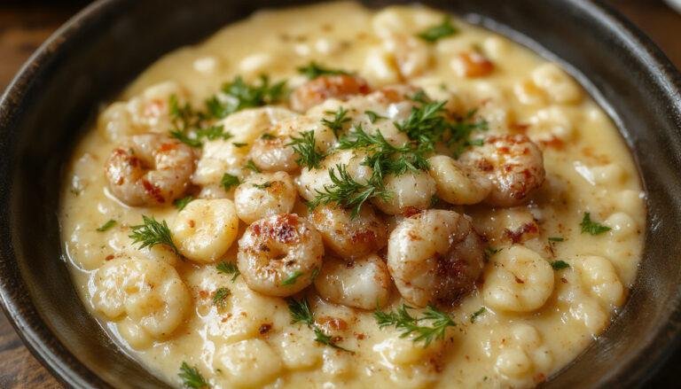 Un plato de risotto de champiñones cremoso en un plato blanco, con rebanadas de champiñones dorados y espolvoreado con queso parmesano rallado, presentado con un toque de perejil fresco y un fondo difuso que resalta la textura cremosa del arroz.