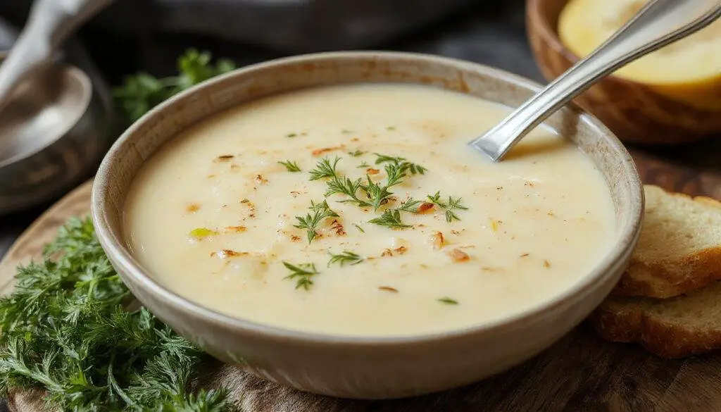 Tazón hondo de sopa de cebolla francesa gratinada con queso fundido y dorado en la superficie, cebolla caramelizada visible, servido en un plato rústico con un toque de hierbas frescas, presentación acogedora y apetecible