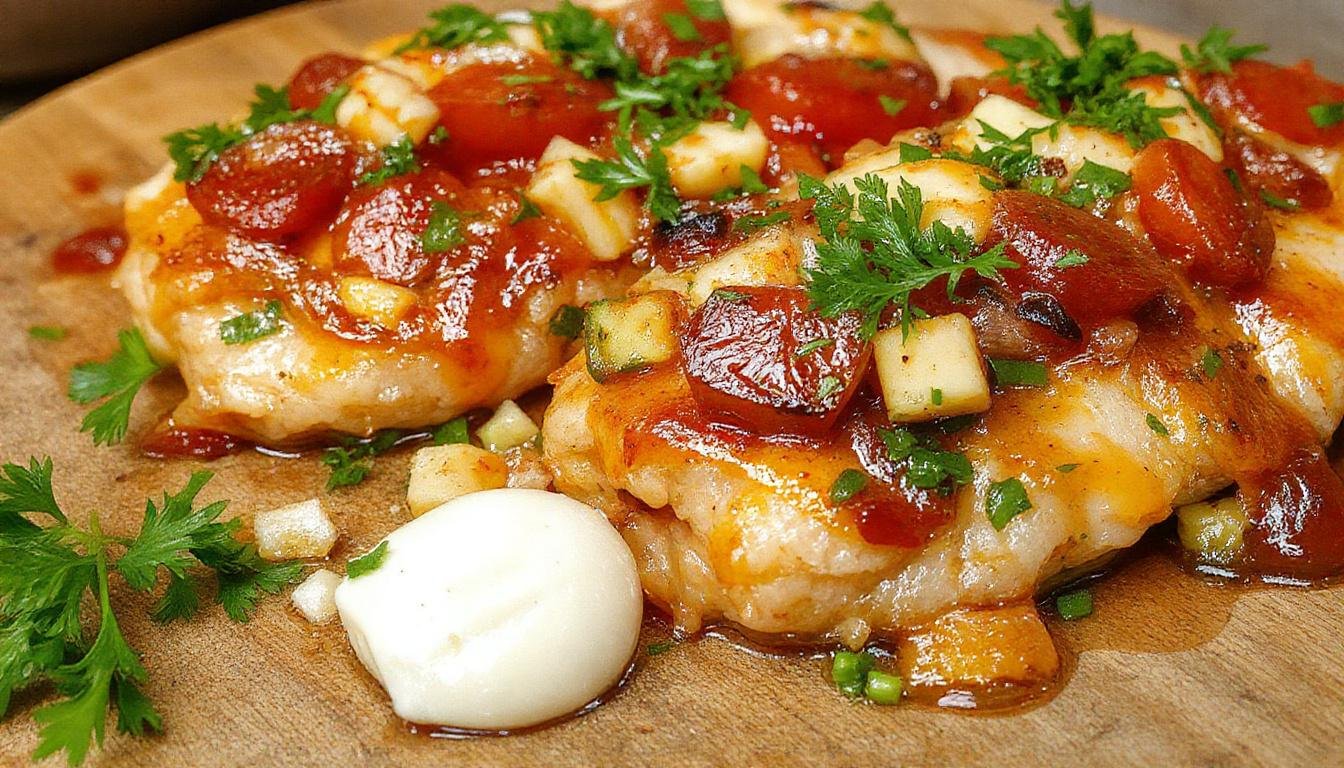 Tazón de Titaina del Cabanyal en un plato blanco, mostrando un sofrito de tomate rojo brillante con trozos de atún en salsa espesa y aromática, decorado con algunas hojas de albahaca fresca, presentación apetitosa y colorida