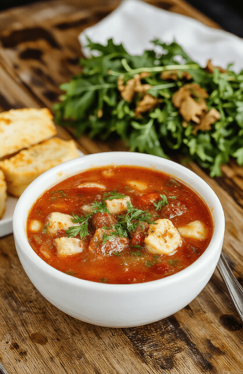 A vibrant bowl of minestrone soup featuring colorful vegetables, beans, and pasta, garnished with fresh herbs on a rustic wooden table with a warm, inviting ambiance.