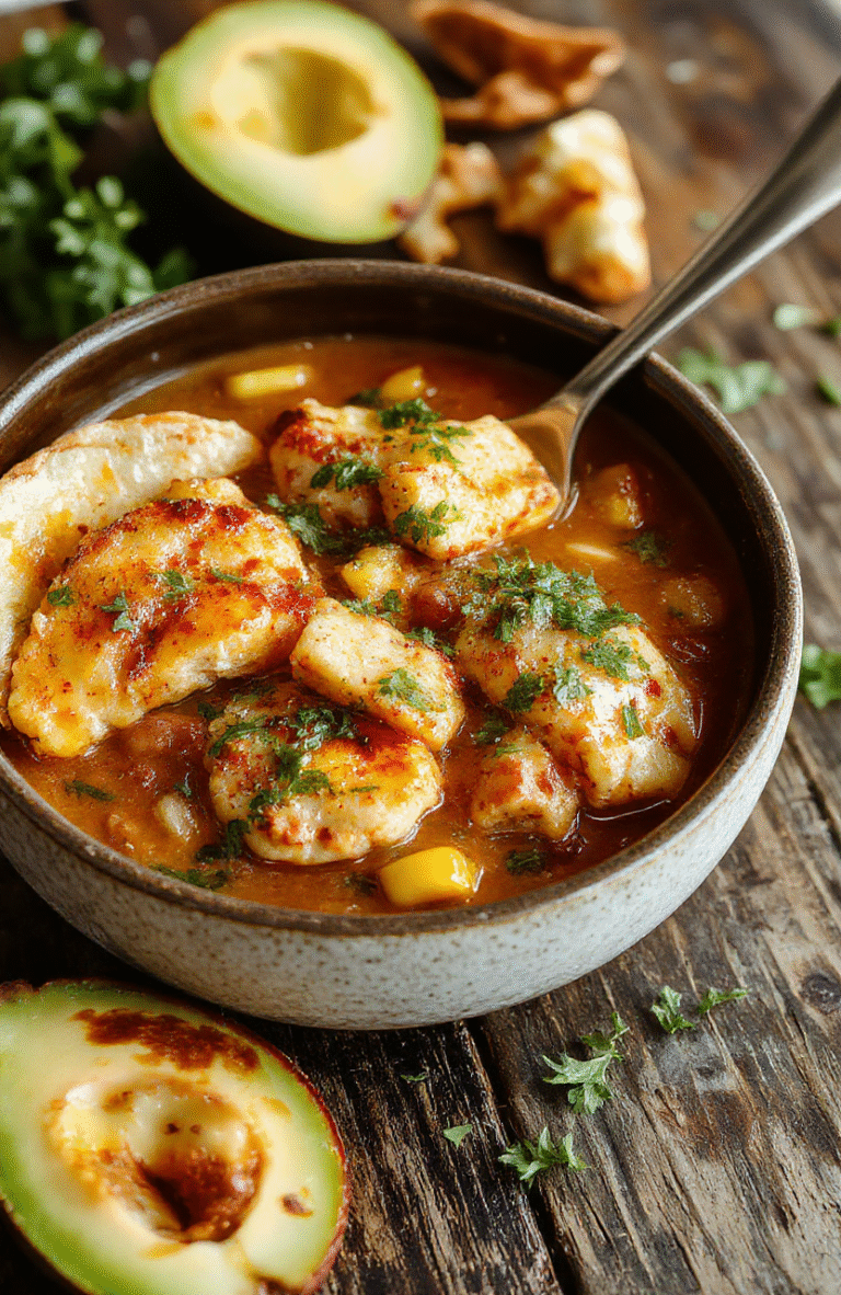 A vibrant bowl of white chicken chili topped with golden grilled corn, fresh cilantro, and a splash of lime on a rustic wooden table, creamy and hearty textures