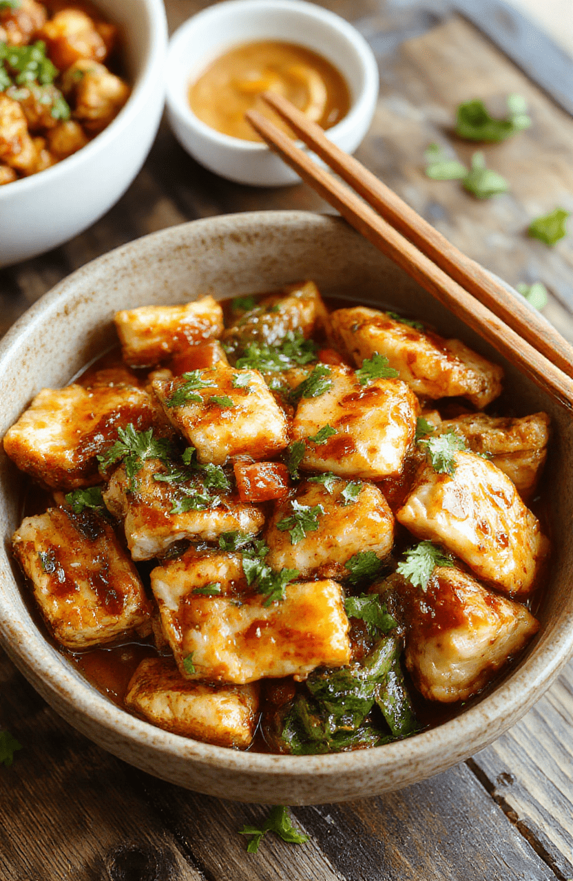 A vibrant plate of stir-fried chicken glazed with glossy teriyaki sauce, surrounded by colorful snap peas, bell peppers, and sliced carrots on a white ceramic plate, garnished with sesame seeds and chopped green onions, with a background of a rustic wooden table and natural sunlight highlighting the textures and colors.