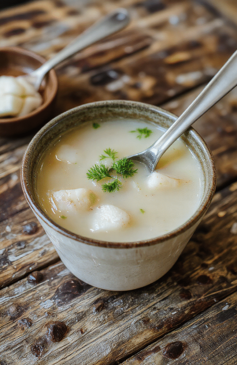 A clear bowl of Japanese soup with vibrant green scallions, thin slices of tofu, delicate shreds of chicken, and a slice of lemon on a rustic wooden table, garnished with fresh herbs, showcasing a glossy, translucent broth with subtle textures and a minimalist aesthetic.