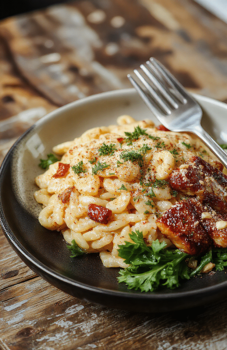 A vibrant bowl of orzo pasta topped with fresh herbs, cherry tomatoes, and grated Parmesan cheese, plated on a rustic wooden table with soft natural lighting highlighting the textures and colorful ingredients.