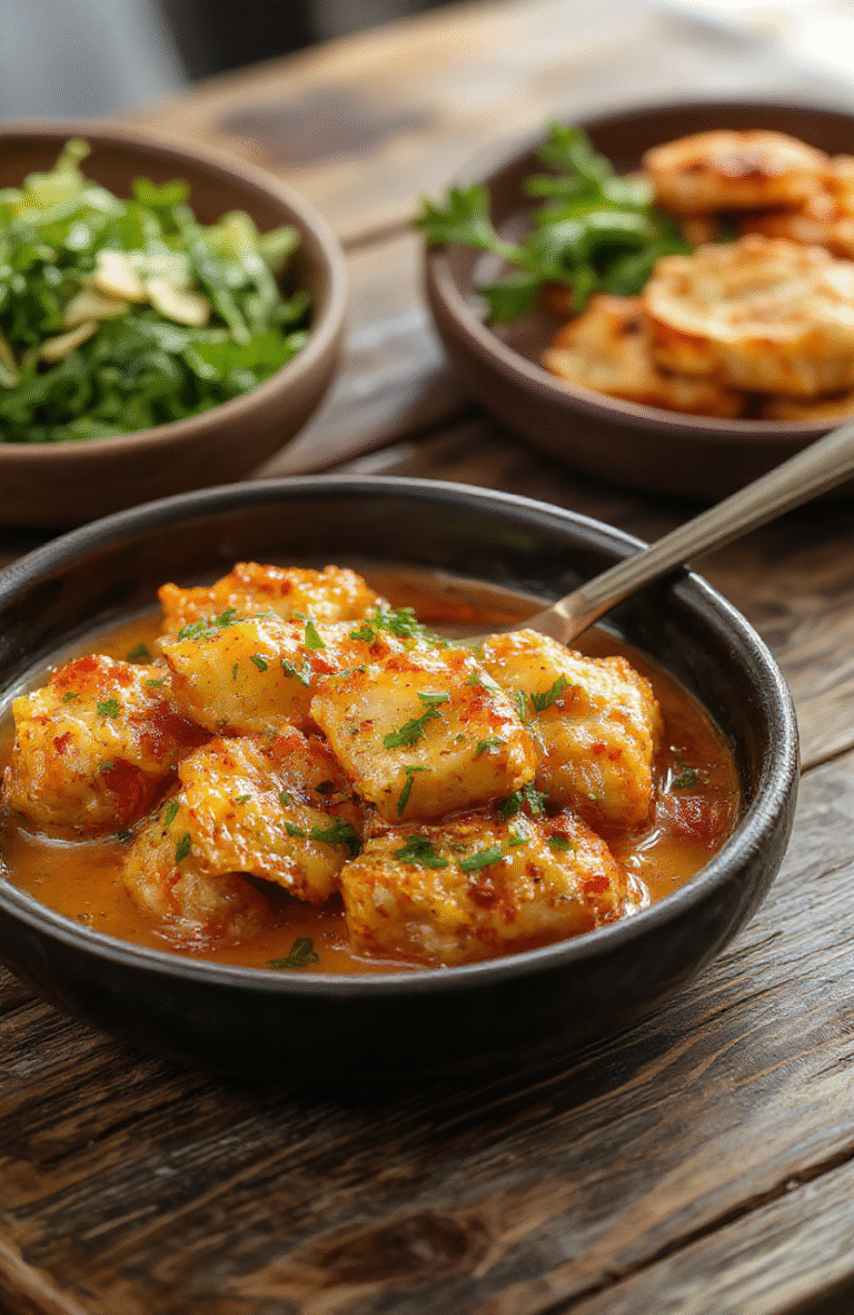 A vibrant plate of golden-brown butter chicken pieces garnished with fresh herbs on a rustic wooden table, served alongside fluffy steamed rice and a side of colorful vegetables, with a glossy sauce coating the tender chicken, styled beautifully to highlight textures and rich colors.