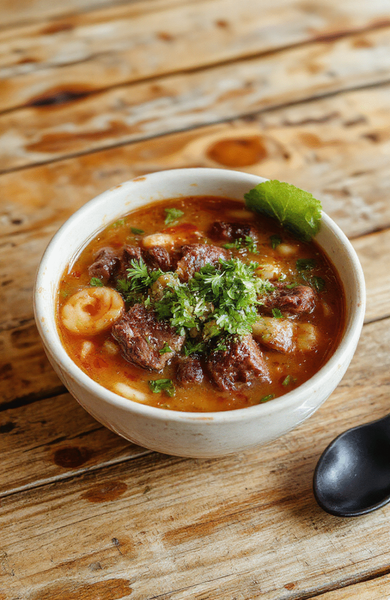 A vibrant bowl of beef ramen noodles featuring tender beef slices, colorful vegetables, rich broth, topped with green onions and soft-boiled eggs, neatly arranged on a rustic wooden table with chopsticks and a spoon, showcasing textures from creamy broth to chewy noodles.