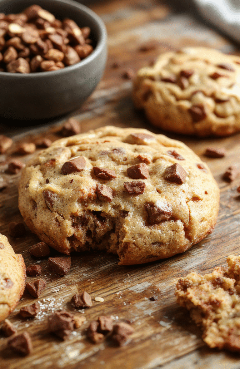 A plate of golden-brown coffee cake cookies drizzled with a glossy glaze, sitting on a rustic wooden table with a steaming mug of coffee nearby, styled with festive fall foliage and cinnamon sticks for a cozy Thanksgiving vibe.