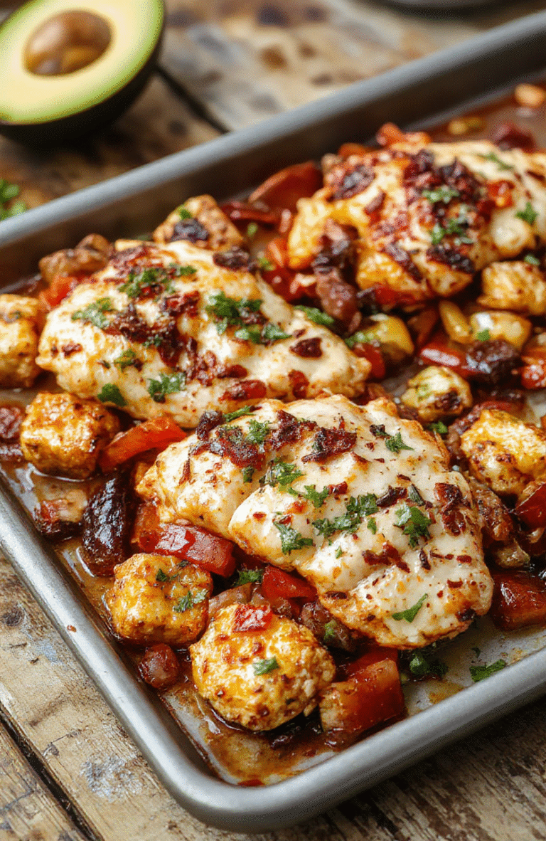 Colorful chicken fajitas on a white ceramic plate with vibrant red and green bell peppers, golden grilled chicken strips, and warm tortillas. The dish is styled casually with fresh cilantro sprinkled on top, showcasing a textured mix of charred veggies and tender meat, all on a rustic wooden table with natural light highlighting the appetizing colors and textures.