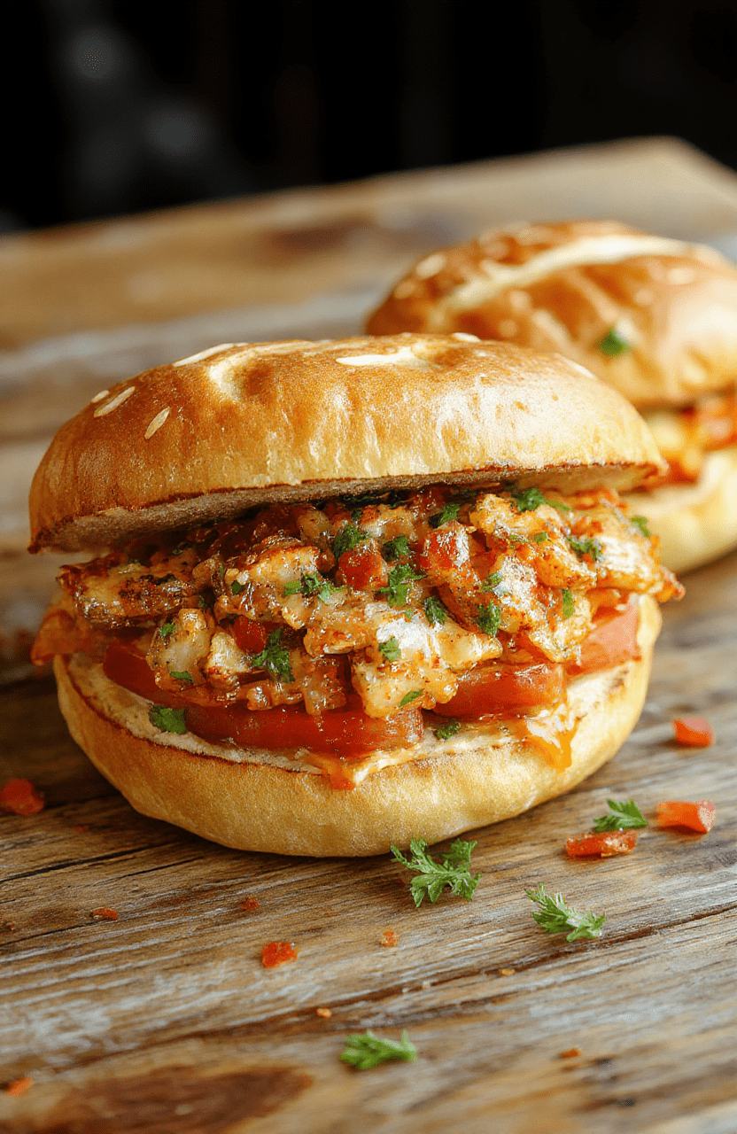 A vibrant chopped sub sandwich on a rustic wooden surface, filled with colorful fresh vegetables, seasoned meats, and melted cheese, artfully layered with crispy lettuce and tomatoes, showcasing textures and bright colors.