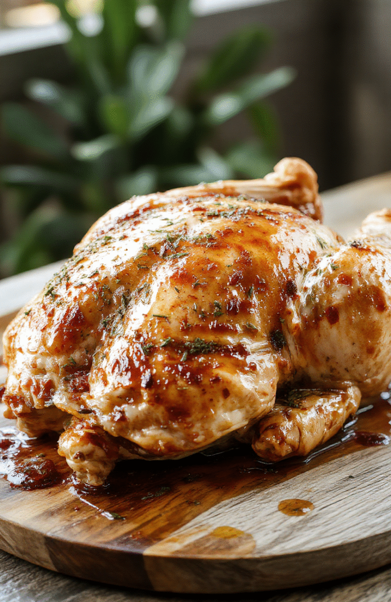 A beautifully roasted turkey with golden crispy skin on a rustic wooden platter, garnished with fresh herbs and lemon slices, surrounded by colorful autumn vegetables, in a cozy holiday setting with soft natural lighting.