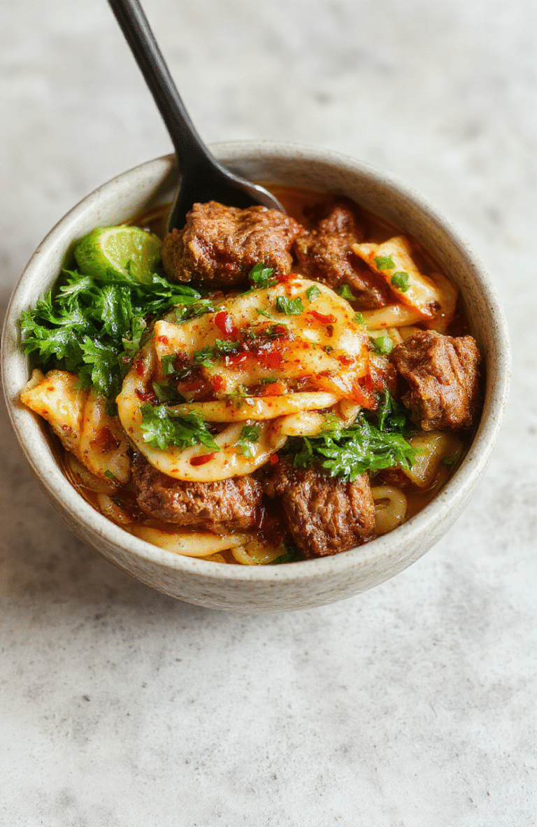 A vibrant plate of Mongolian Ground Beef Noodles featuring tender ground beef, glossy savory sauce, and colorful vegetables twirled around perfectly cooked noodles, styled simply on a white ceramic plate with hints of green onions sprinkled on top, set against a neutral background with soft natural light highlighting the textures and colors.