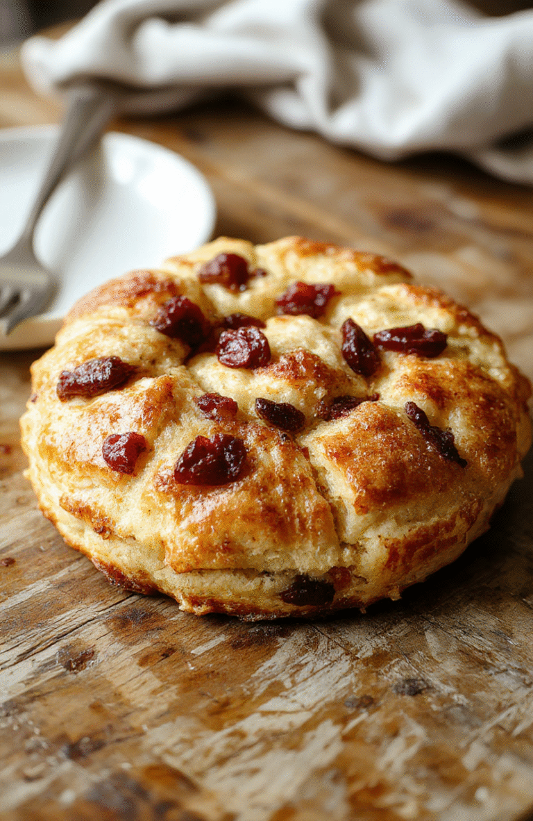 A golden-brown crescent ring filled with juicy turkey and vibrant cranberries, garnished with fresh herbs, arranged on a rustic white plate on a wooden table, with a backdrop of festive holiday decorations, the crust appears flaky and crisp, and the filling looks tender and flavorful, styled for an inviting holiday celebration.
