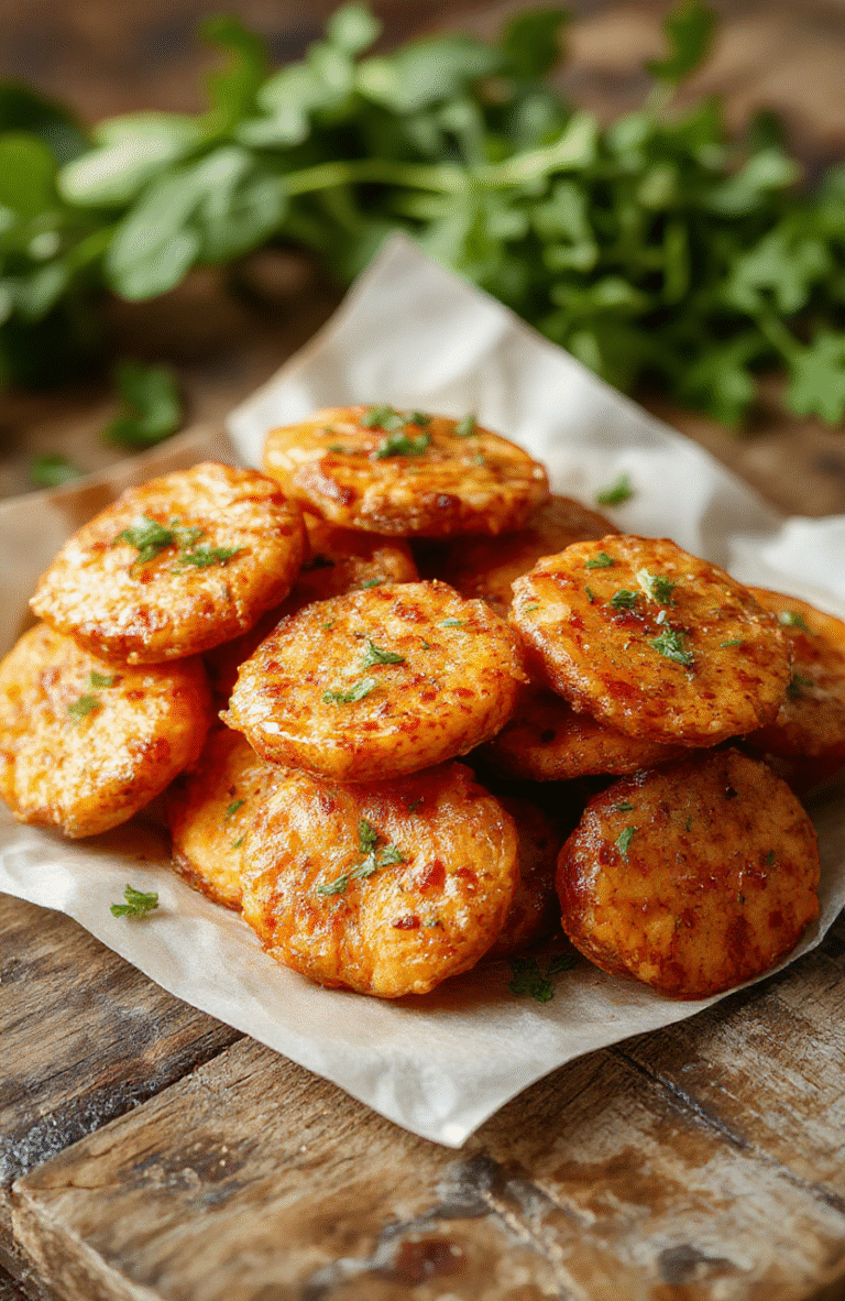 Colorful sweet potato rounds arranged on a white ceramic plate with slight char marks, garnished with fresh herbs, surrounded by a rustic wooden backdrop, natural soft lighting highlighting the crispy textures and vibrant orange hues.