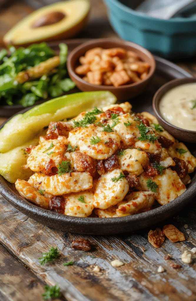 Colorful plate featuring a playful kid-friendly lunch or dinner dish with vibrant vegetables, tender proteins, and playful presentation. The meal is attractively plated with bright garnish, set on a cheerful table with natural daylight highlighting textures and colors, styled casually for an inviting, homemade feel.