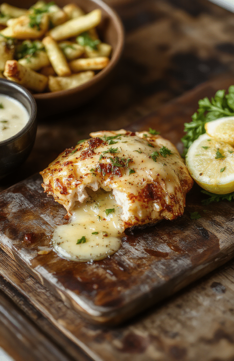 A close-up of succulent garlic butter chicken pieces plated beautifully, topped with fresh herbs and garlic slices, with a glossy, golden-brown crust, served on a stylish ceramic plate, surrounded by fresh garlic and herbs, highlighting the tender, juicy texture and rich buttery glaze, styled on a rustic wooden table.