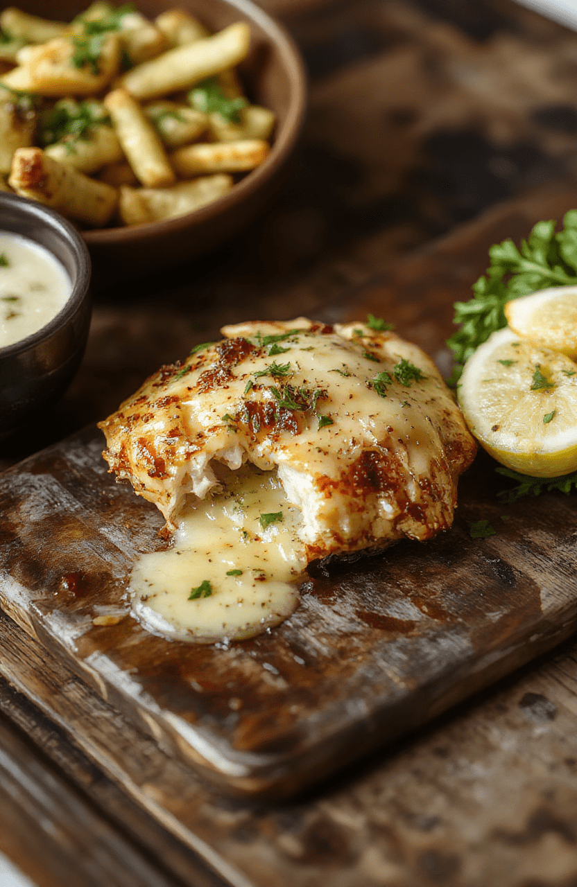 A close-up of succulent garlic butter chicken pieces plated beautifully, topped with fresh herbs and garlic slices, with a glossy, golden-brown crust, served on a stylish ceramic plate, surrounded by fresh garlic and herbs, highlighting the tender, juicy texture and rich buttery glaze, styled on a rustic wooden table.