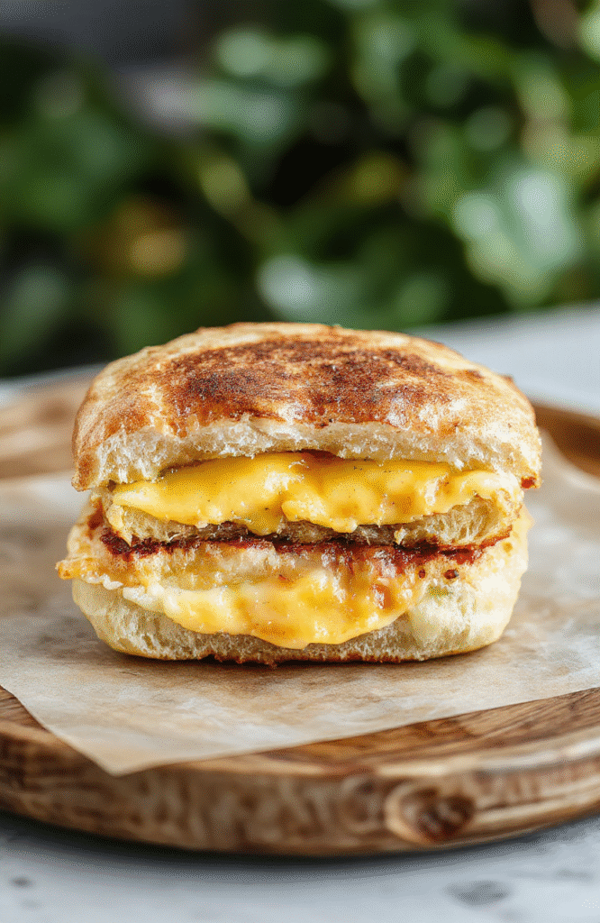 A close-up of mini grilled cheese sandwiches made with soft Hawaiian rolls, golden melted cheese oozing out, garnished with fresh herbs on a rustic wooden plate, vibrant colors, inviting textures.